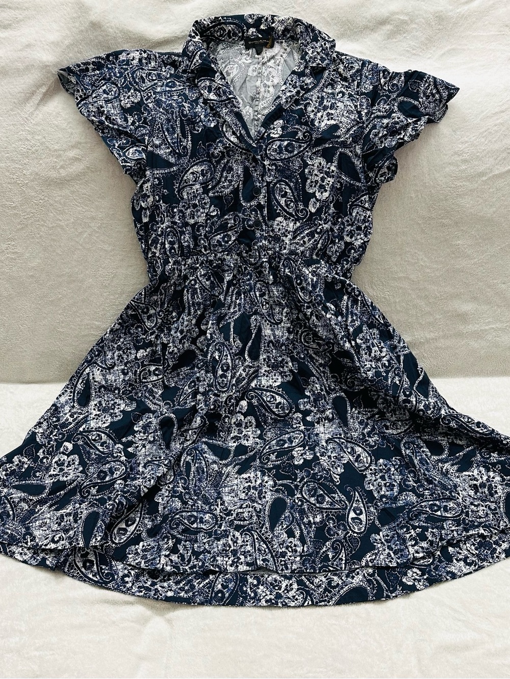 Donna Karan Womens Size L Paisley Print V-Neck Very Cute Shirtdress Cotton - Picture 3 of 7